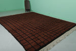 8.2 x 10.5 FT Moroccan Wool Rug - Dark Brown & Black Checkered Design