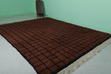 8.2 x 10.5 FT Moroccan Wool Rug - Dark Brown & Black Checkered Design