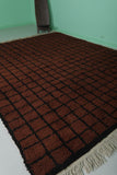 8.2 x 10.5 FT Moroccan Wool Rug - Dark Brown & Black Checkered Design