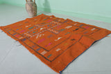 Moroccan Orange Kilim 3 FT X 4.8 FT