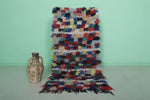Colorful Boucherouite Moroccan Rug - 2.6 FT X 5.3 FT | Handmade Berber Decor