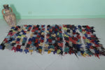 Colorful Boucherouite Moroccan Rug - 2.6 FT X 5.3 FT | Handmade Berber Decor