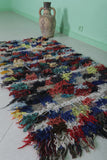Colorful Boucherouite Moroccan Rug - 2.6 FT X 5.3 FT | Handmade Berber Decor