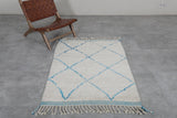 Morococan azul y beige Beni Ourain Rug 3.6 pies x 5 pies