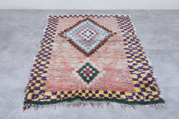 Moroccan runner rug – Vibrant geometric design 3.8 x 5.5 FT