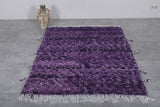 4.6 x 6.1 ft Moroccan Beni Ourain Rug – Luxurious Purple Wool Rug