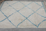 Morococan azul y beige Beni Ourain Rug 3.6 pies x 5 pies