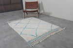 Morococan azul y beige Beni Ourain Rug 3.6 pies x 5 pies