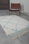 Morococan azul y beige Beni Ourain Rug 3.6 pies x 5 pies