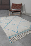 Morococan azul y beige Beni Ourain Rug 3.6 pies x 5 pies