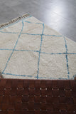 Morococan azul y beige Beni Ourain Rug 3.6 pies x 5 pies