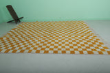 Handmade Yellow Moroccan Berber Checkered Rug - 8 x 9.7 ft