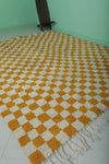 Handmade Yellow Moroccan Berber Checkered Rug - 8 x 9.7 ft