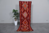 Handmade Moroccan Runner Rug – 2.7 x 9.2 ft | Bold Red & Orange