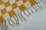 Handmade Yellow Moroccan Berber Checkered Rug - 8 x 9.7 ft