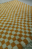 Handmade Yellow Moroccan Berber Checkered Rug - 8 x 9.7 ft