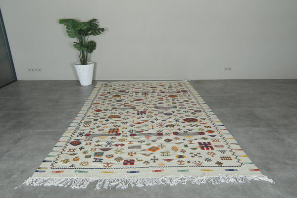 Authentic Moroccan Kilim Rug 6.3 ft × 9.8 ft