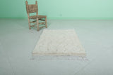 2.2 x 3.2 ft Moroccan Rug - Ivory Wool with Geometric Pattern