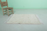 2.2 x 3.2 ft Moroccan Rug - Ivory Wool with Geometric Pattern