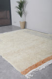 Handmade Rug 5.5 FT X 7.7 FT - Minimalist Cream and Subtle Accents