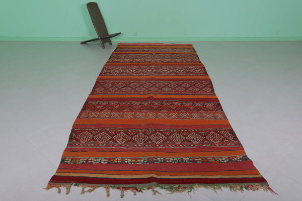 Flat-woven kilim runner rug – 5.2 FT x 13.3 FT | Moroccan tribal design, handcrafted wool