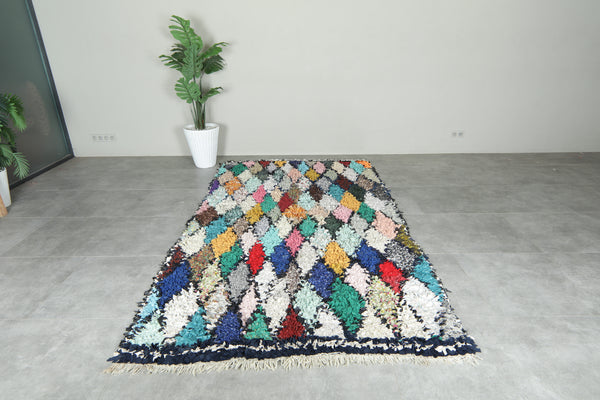 Boucherouite Moroccan rug - 5.2 ft x 9.5 ft - Multicolor diamond design
