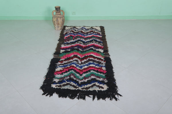 Handmade boucherouite Moroccan runner shag rug – 2.5 x 6.4 FT vibrant decor