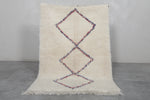 Small Moroccan Berber Runner Rug – 3 FT X 4.3 FT | Beige Rug with Purple & Red Diamond Pattern