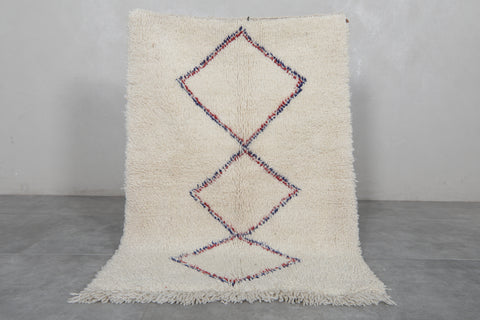 Runner Moroccan small berber beige, purple and red rug 3 FT X 4.3 FT