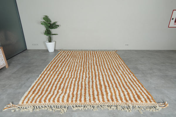 Handmade Moroccan rug – Lines in orange & white - Custom rug