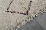 Small Moroccan Berber Runner Rug – 3 FT X 4.3 FT | Beige Rug with Purple & Red Diamond Pattern