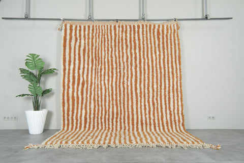 Handmade Moroccan Rug – Lines in Orange & White - Custom Rug
