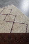 Small Moroccan Berber Runner Rug – 3 FT X 4.3 FT | Beige Rug with Purple & Red Diamond Pattern