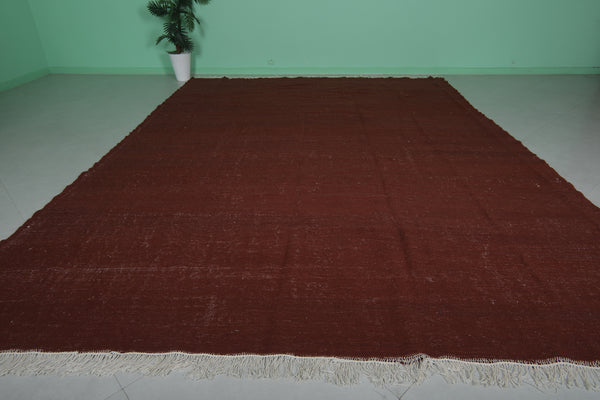 Large Moroccan rug – Rich solid brown | 10 FT x 13.6 FT