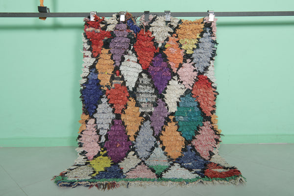Colorful 3.2 x 4.4 ft Moroccan berber boucherouite rug