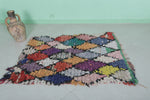 Colorful 3.2 x 4.4 ft Moroccan Berber Boucherouite Rug – Unique Handcrafted Carpet