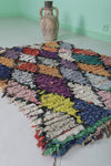 Colorful 3.2 x 4.4 ft Moroccan Berber Boucherouite Rug – Unique Handcrafted Carpet