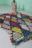 Colorful 3.2 x 4.4 ft Moroccan Berber Boucherouite Rug – Unique Handcrafted Carpet