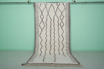 5.3 x 10.3 FT Moroccan Runner Rug – Beni Ourain Style with Geometric Borders | Handwoven Wool Carpet