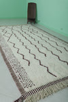 5.3 x 10.3 FT Moroccan Runner Rug – Beni Ourain Style with Geometric Borders | Handwoven Wool Carpet