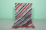 Moroccan Handmade Boucherouite Rug - 3.1 FT X 4.9 FT | Colorful Geometric Pattern