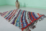 Moroccan Handmade Boucherouite Rug - 3.1 FT X 4.9 FT | Colorful Geometric Pattern