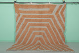 Warm-Toned Moroccan Rug - Geometric Lines | 6.9 x 7.9 ft