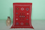 Handwoven Moroccan Rug – Red Berber Design 3.2 FT x 4.9 FT | Authentic Tribal Carpet