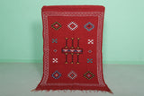 Handwoven Moroccan Rug – Red Berber Design 3.2 FT x 4.9 FT | Authentic Tribal Carpet