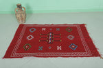 Handwoven Moroccan Rug – Red Berber Design 3.2 FT x 4.9 FT | Authentic Tribal Carpet