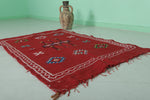 Handwoven Moroccan Rug – Red Berber Design 3.2 FT x 4.9 FT | Authentic Tribal Carpet