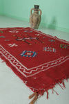 Handwoven Moroccan Rug – Red Berber Design 3.2 FT x 4.9 FT | Authentic Tribal Carpet