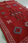 Handwoven Moroccan Rug – Red Berber Design 3.2 FT x 4.9 FT | Authentic Tribal Carpet