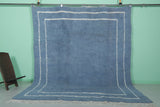 Minimalist Blue Moroccan Rug - Handwoven Berber Wool | 8.2 x 9.8 ft